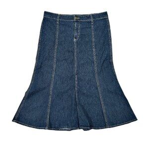 Riders Copper Long Denim Skirt Size 15M Waist 37" Modest Western Grunge Y2K VTG